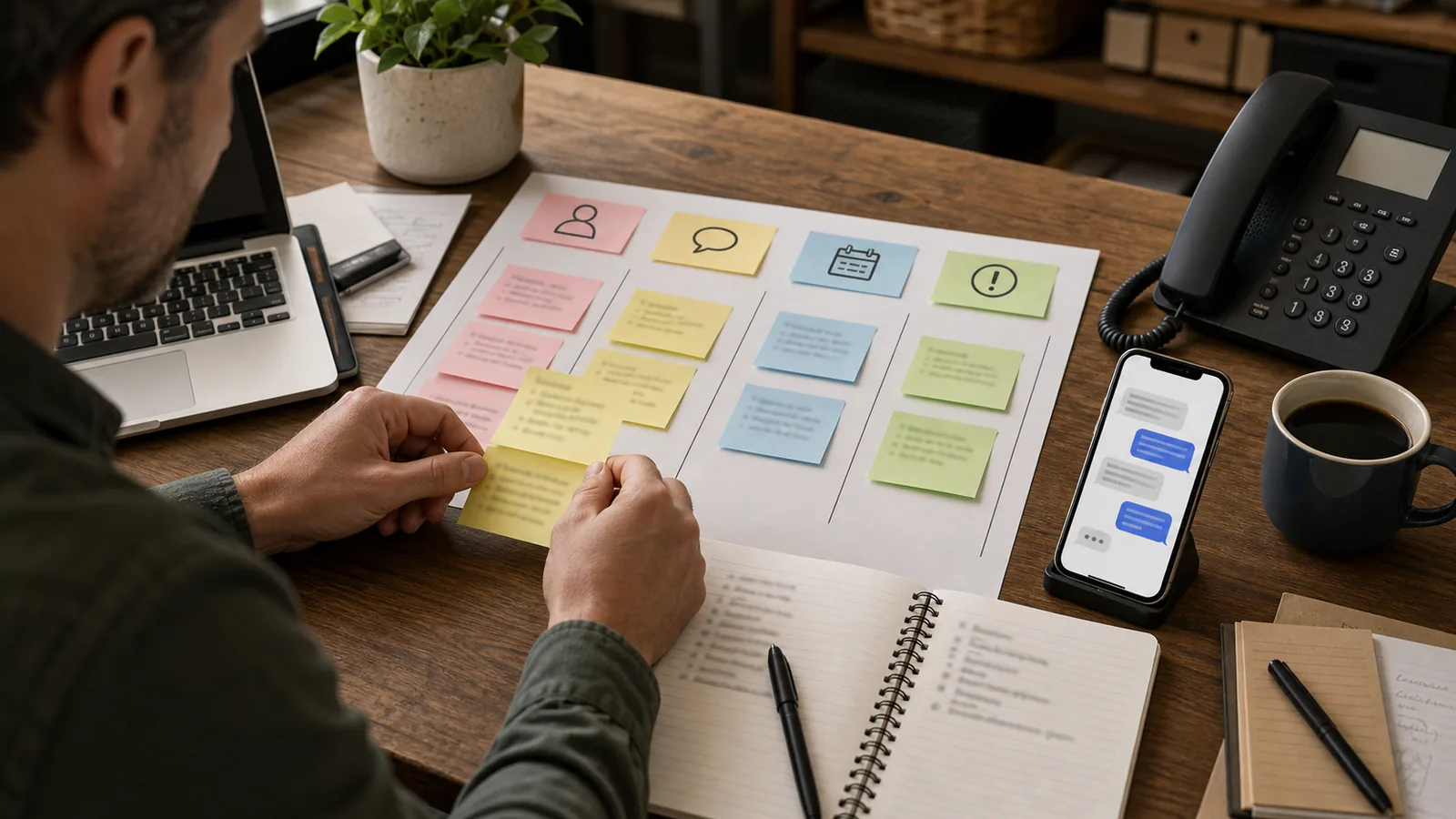 Call sorting worksheet separating repeat information, structured requests, callbacks, and live human conversations