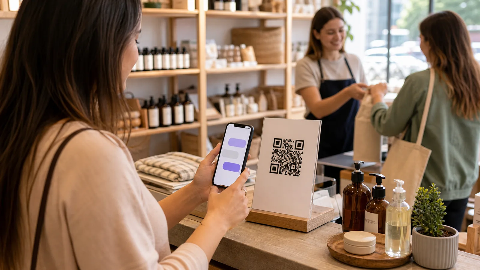 Eine teilbare Antwortseite passt zu QR-Codes, Schildern, Karten, Verpackungen und Fragen außerhalb der Oeffnungszeiten.