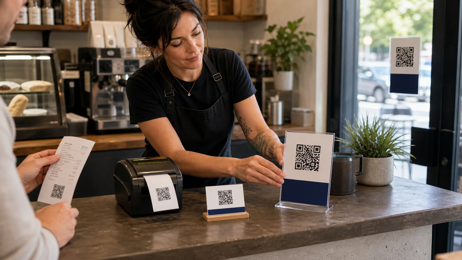 Passen Sie Größe und Text des QR-Codes an den jeweiligen Träger an.