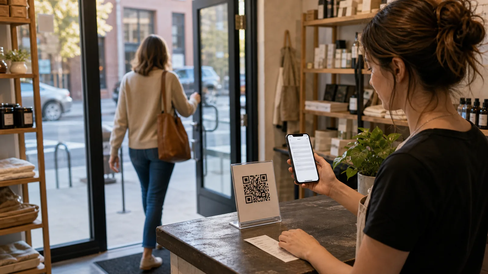 A review QR sign works best as a respectful reminder after the customer experience is complete.