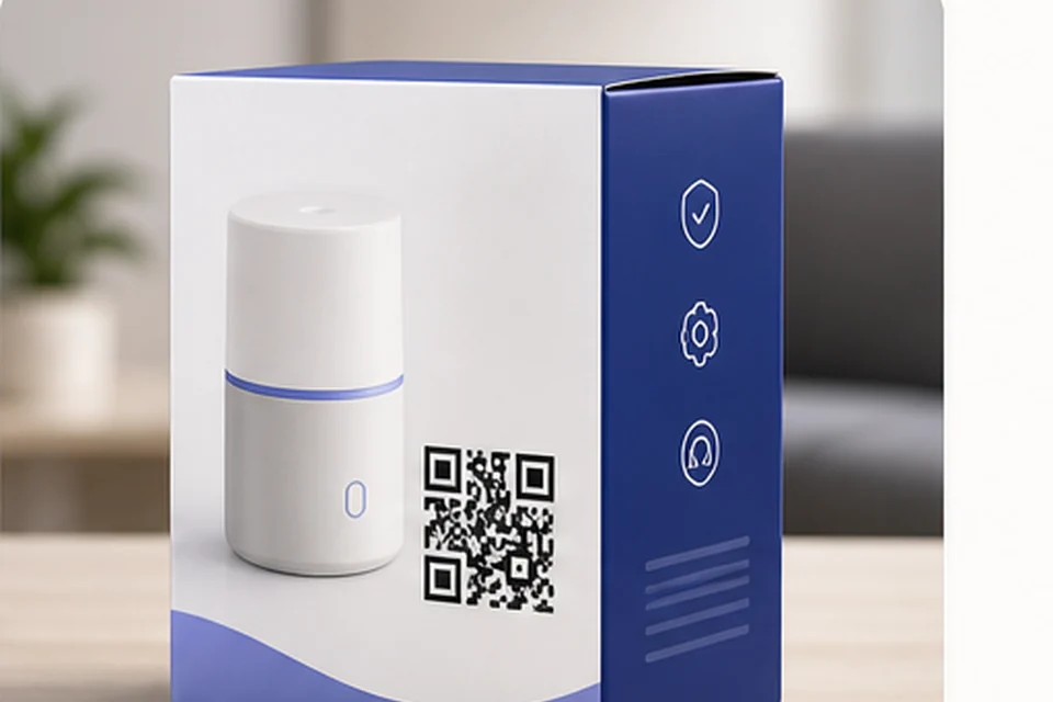 Package with QR support code