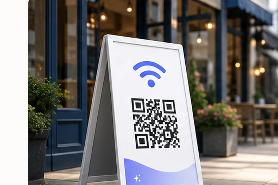 A-frame sign with QR code