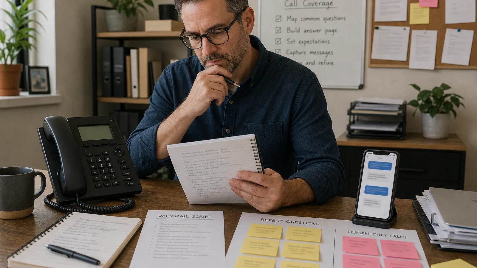 A small business owner reviewing call reasons before choosing an automated answering service.