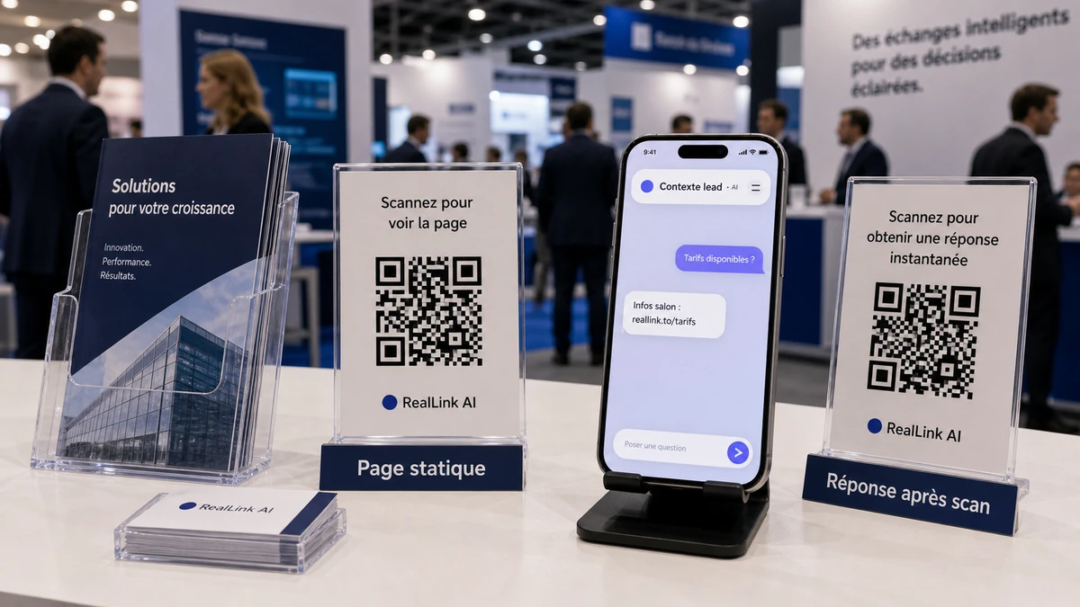 Comparaison entre page statique et page de réponse IA après un scan QR