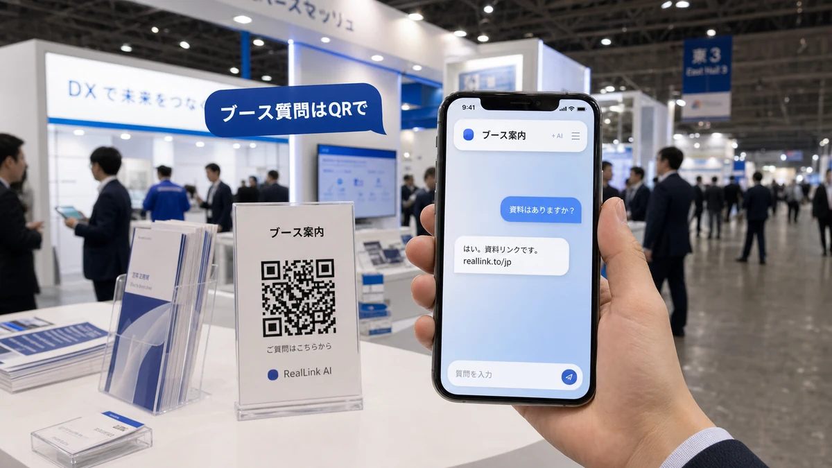 日本の展示会ブースQRコードとAI回答ページ