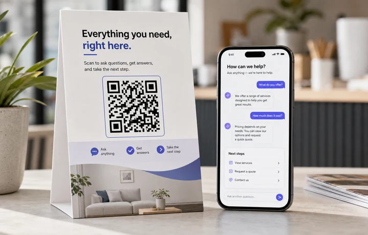 Flyer with QR code and AI answer page
